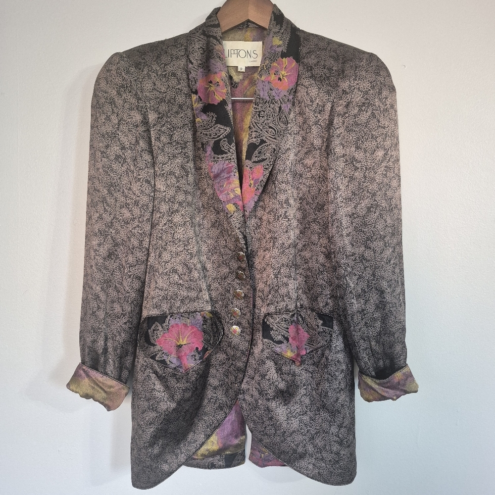 Liptons Vintage 80's Miami Vice Satin Paisley Jacket Size P? Small